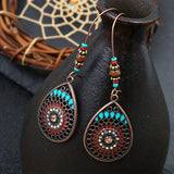 Alloy Oil Drip Beaded Teardrop Earrings - felvior