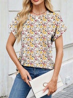 Printed Round Neck Short Sleeve Top