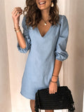 Full Size V-Neck Half Sleeve Dress - felvior