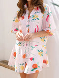 Printed Collared Neck Half Sleeve Romper - felvior
