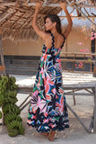 Printed Square Neck Wide Strap Dress - felvior