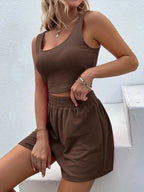 Full Size Wide Strap Tank and Shorts Set Plus Size
