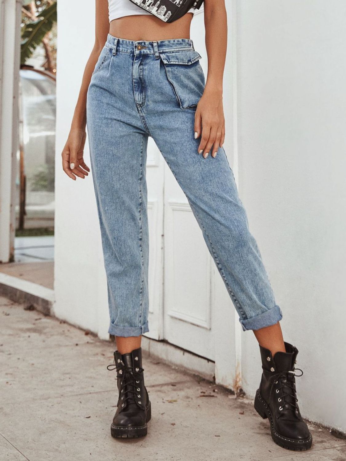 High Waist Straight Leg Jeans - felvior