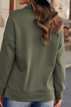 Side Slit Half Zip Long Sleeve Sweatshirt