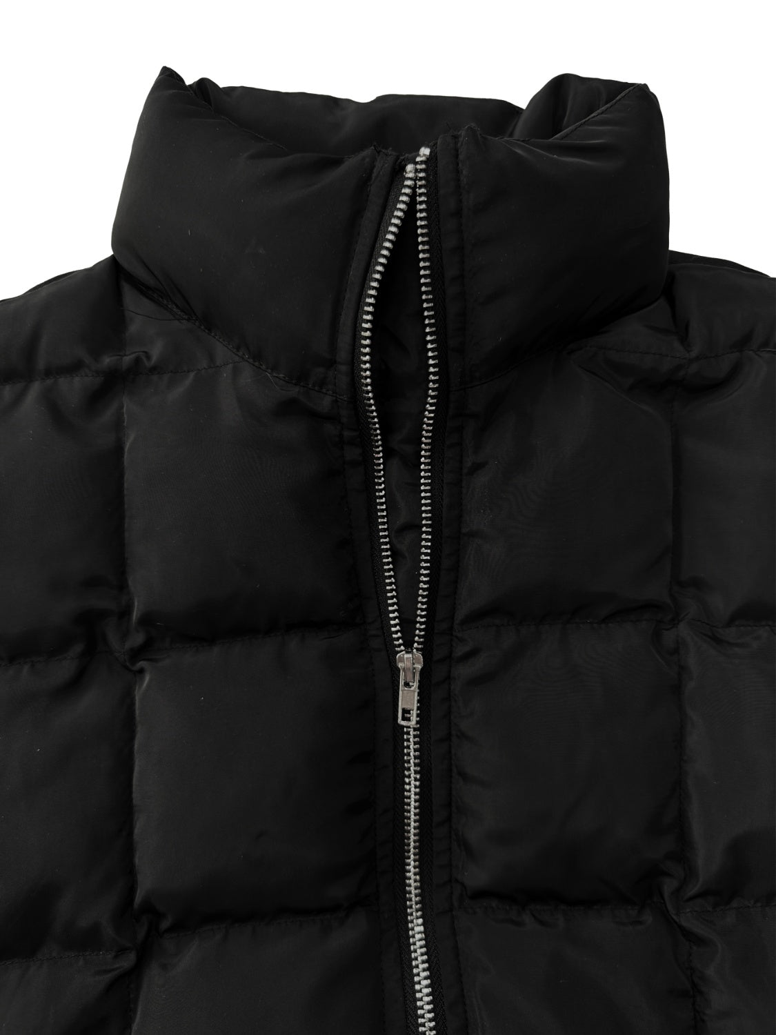 Pocketed Plaid Quilted Zip Up Winter Coat - felvior