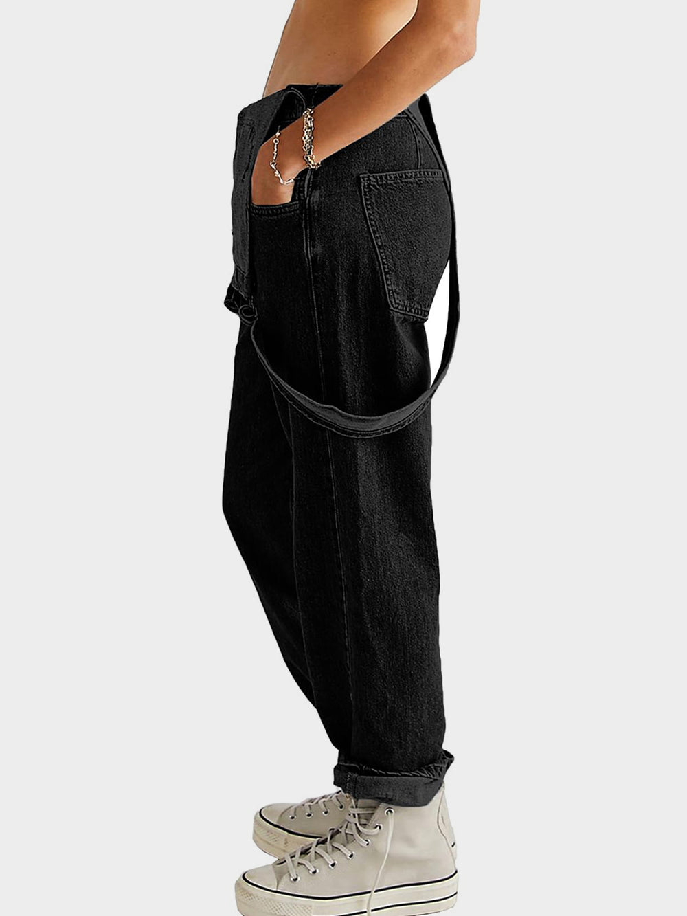 Square Neck Wide Strap Denim Overalls