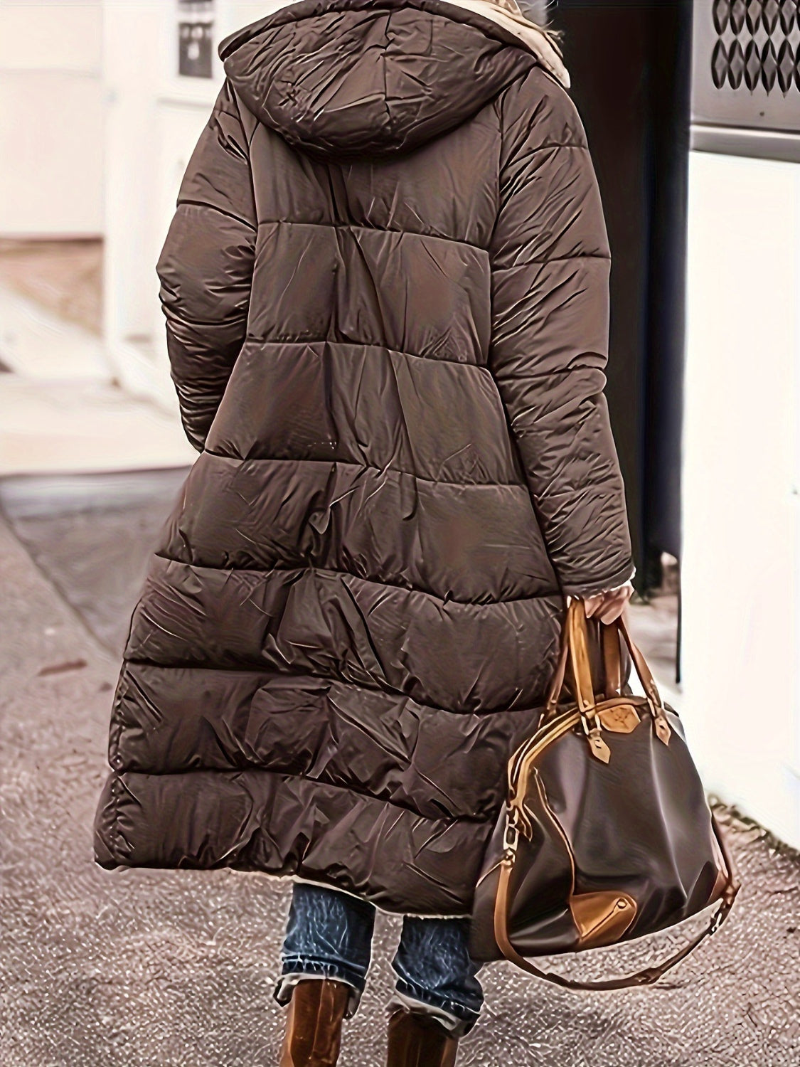 Full Size Zip Up Sherpa Hooded Coat - felvior