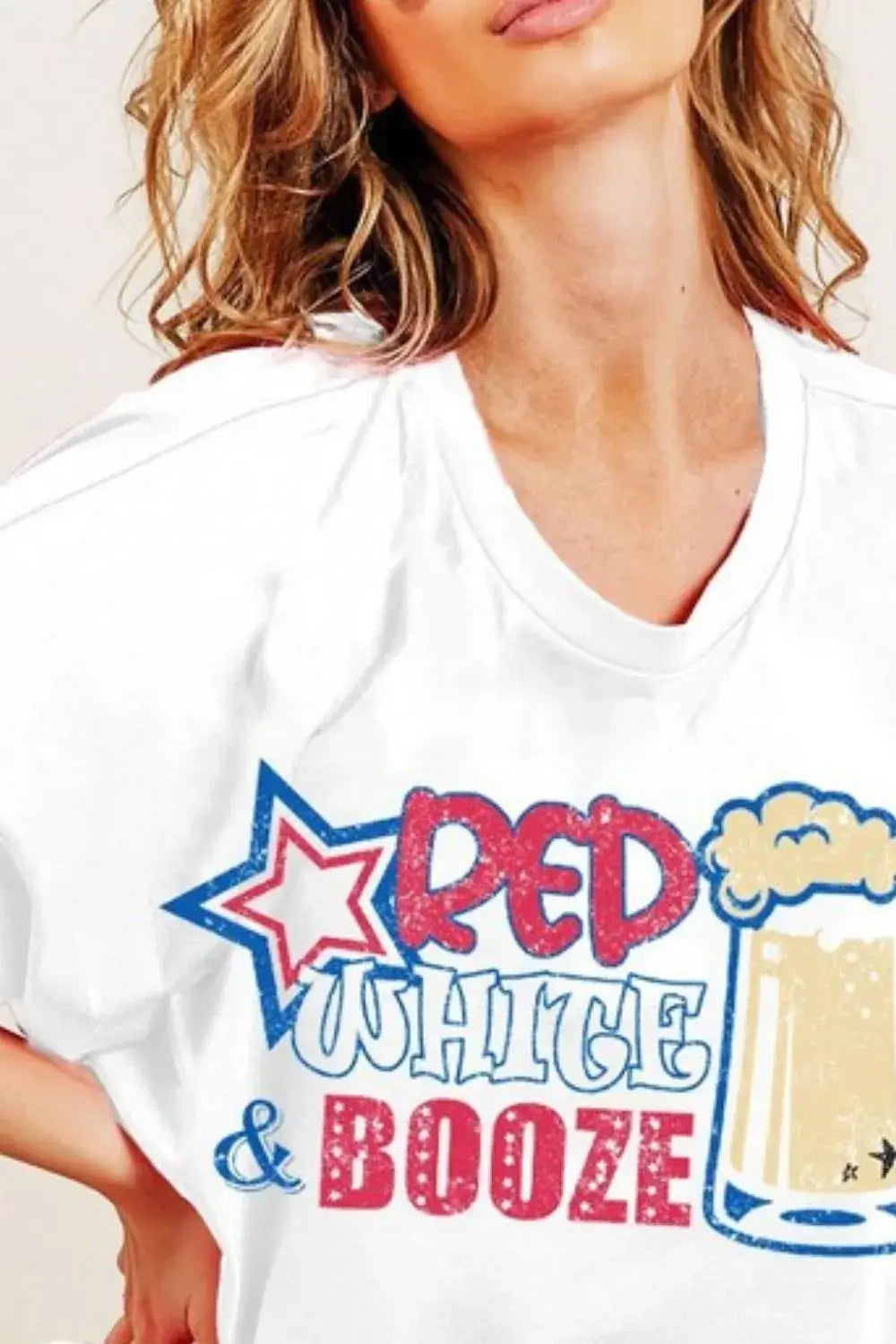 BiBi Red White and Booze Graphic Jersey Top