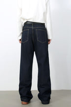 Men's Wide Straight Leg Jeans with Pockets