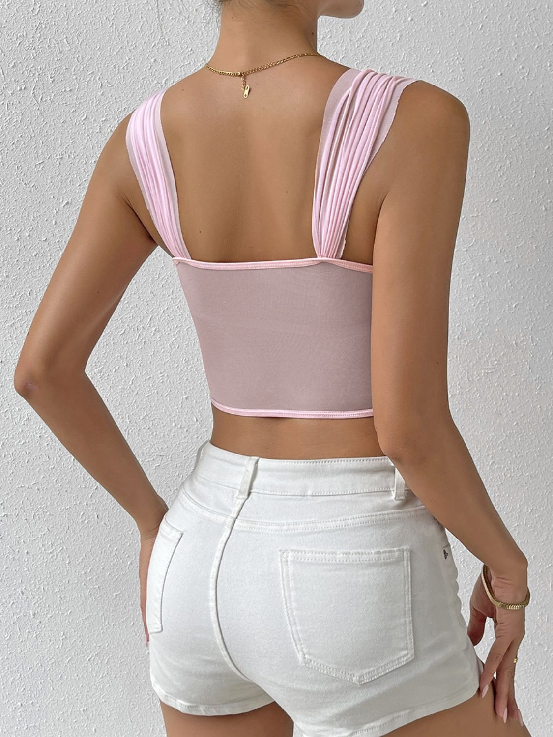 Lace-Up Flower Sweetheart Neck Cami Secondary image