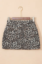 Leopard Denim Mini Skirt