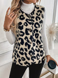 Leopard Button Up Sherpa Vest - felvior