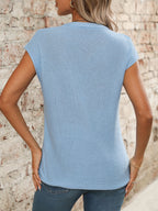 V-Neck Short Sleeve Knit Top