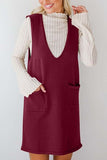 Lovelet Pocketed V-Neck Mini Sweater Overall Dress