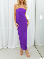 Lace-Up Back Tube Maxi Dress