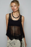 POL V-Neck Sleeveless Woven Crochet Knit Cover Up - felvior