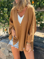 Full Size One Button Long Sleeve Shirt Plus Size