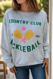 Pickleball Round Neck Dropped Shoulder Sweatshirt - felvior