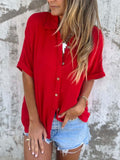 Full Size Collared Neck Half Sleeve Shirt Plus Size - felvior