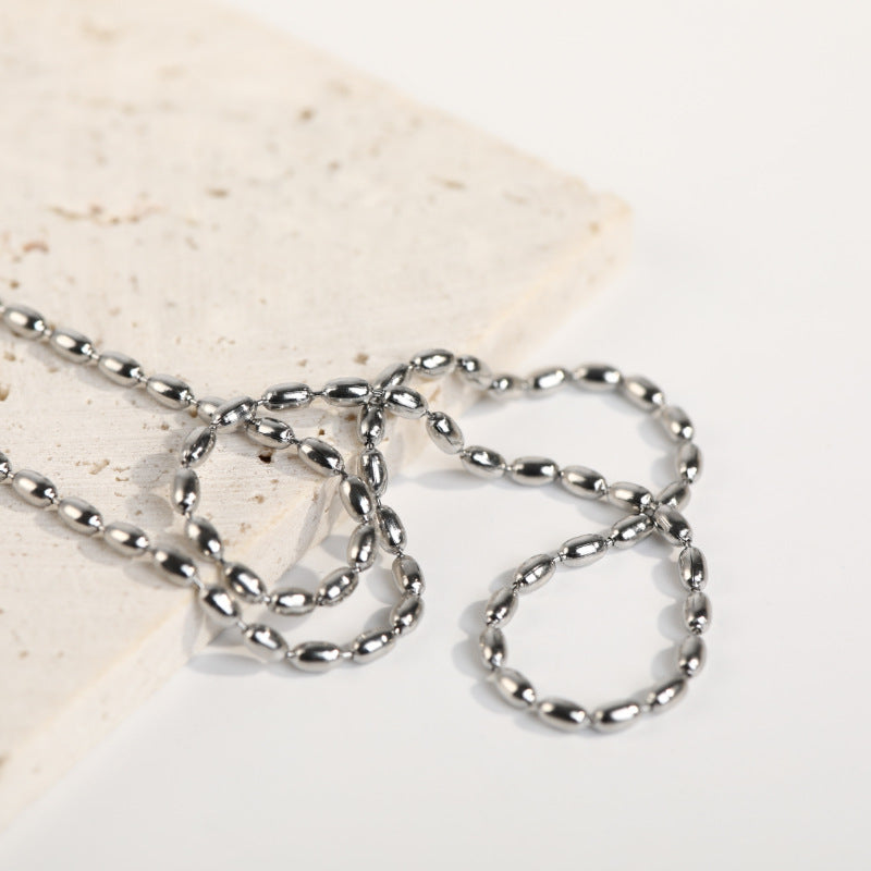 Titanium Steel Beaded Necklace - felvior