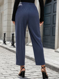 Elastic Waist Pants with Pockets - felvior