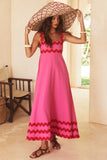Contrast Trim Square Neck Wide Strap Dress - felvior
