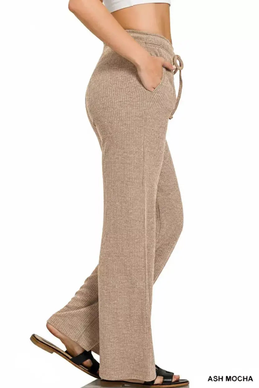 Zenana Ribbed Drawstring Lounge Pants