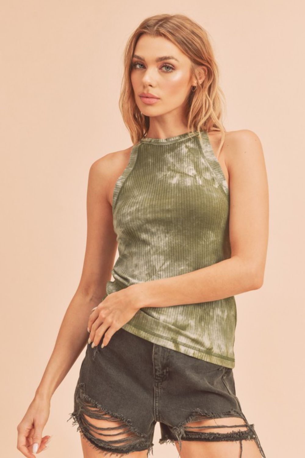 Aemi + Co Ribbed Tie-Dye Round Neck Tank Hauptbild