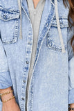 Distressed Button Up Long Sleeve Denim Jacket - felvior
