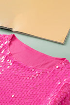 Sequin Round Neck Half Sleeve Blouse