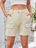 High Waist Washed Denim Shorts - felvior
