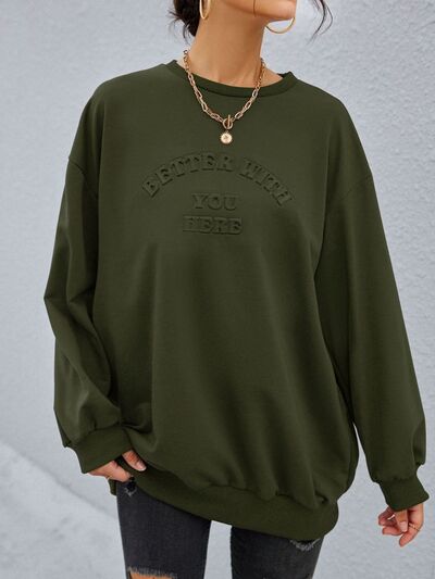 Stereoscopic Letter Round Neck Long Sleeve Sweatshirt - felvior