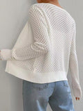 Tied Openwork V-Neck Long Sleeve Cardigan - felvior