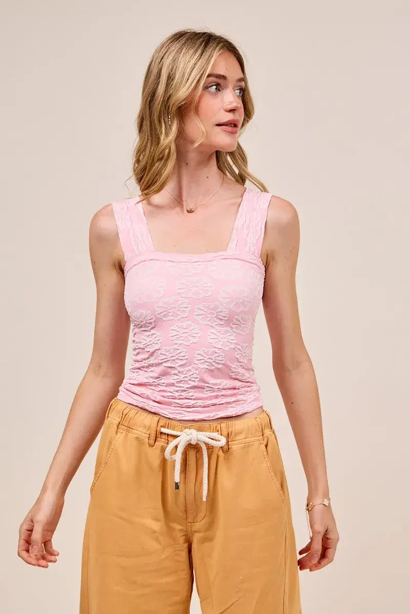 SO ME Two Tone Floral Seamless Tank Top Image principale du produit