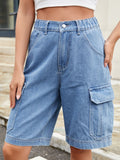 High Waist Denim Shorts with Pockets - felvior