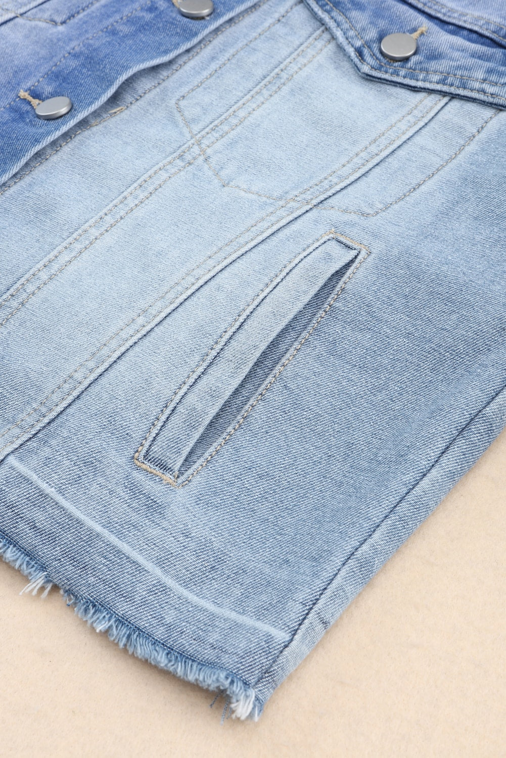 Distressed Button Up Drop Shoulder Denim Jacket - felvior