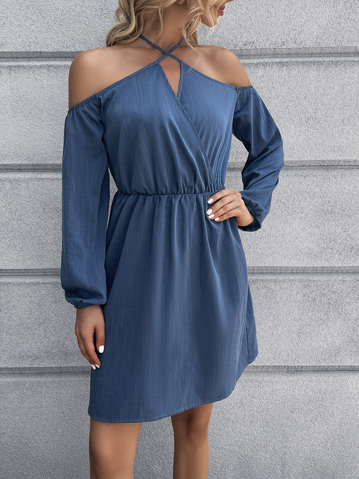 Ivy Lane Cold-Shoulder Crisscross Mini Dress - felvior