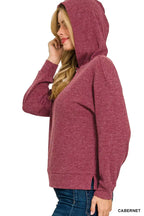 Zenana Ribbed Long Sleeve Hoodie