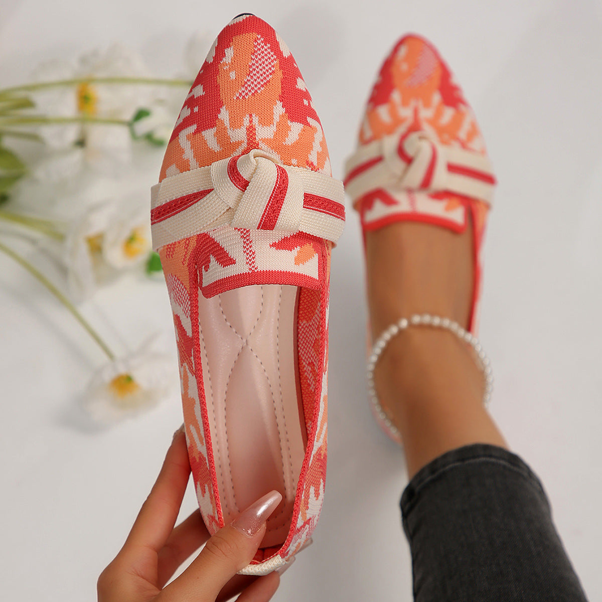Mesh Point Toe Flat Slip-Ons - felvior