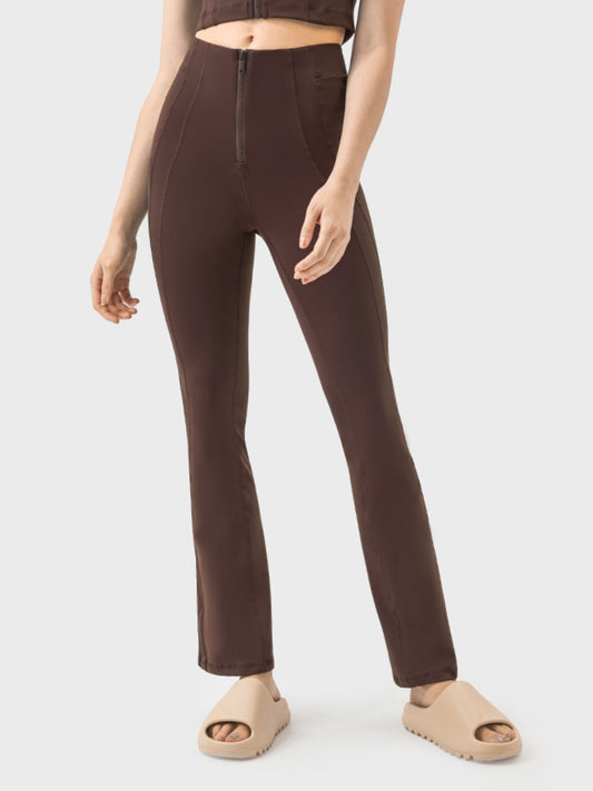 Millennia Zipper Detail High Waist Active Pants - felvior