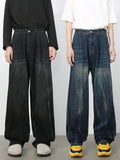 Men's High Waist Washed Jeans - felvior