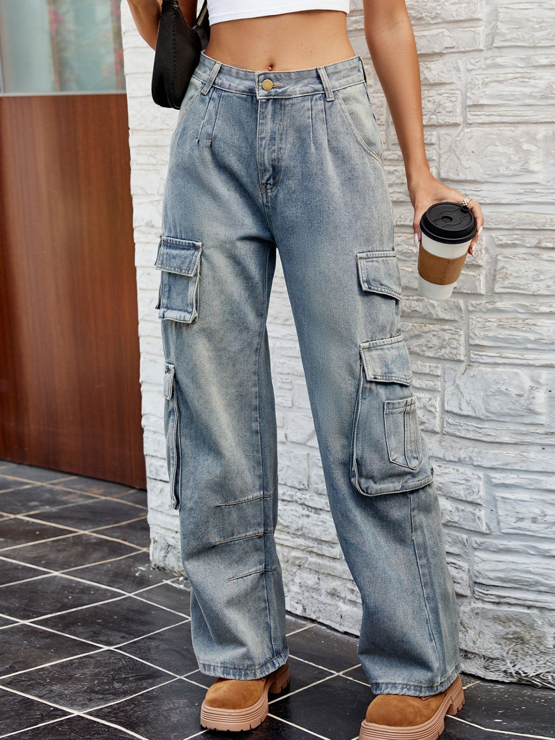 Washed Jeans with Pockets - felvior