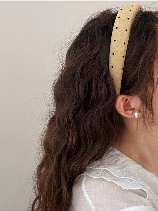 Polka Dot Polyester Wide Headband - felvior