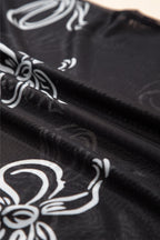 Bow Mesh Round Neck Short Sleeve T-Shirt