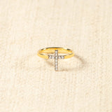 925 Sterling Silver Inlaid Zircon Cross Ring - felvior