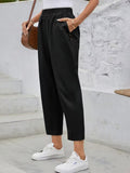 Elastic Waist High Rise Pants - felvior