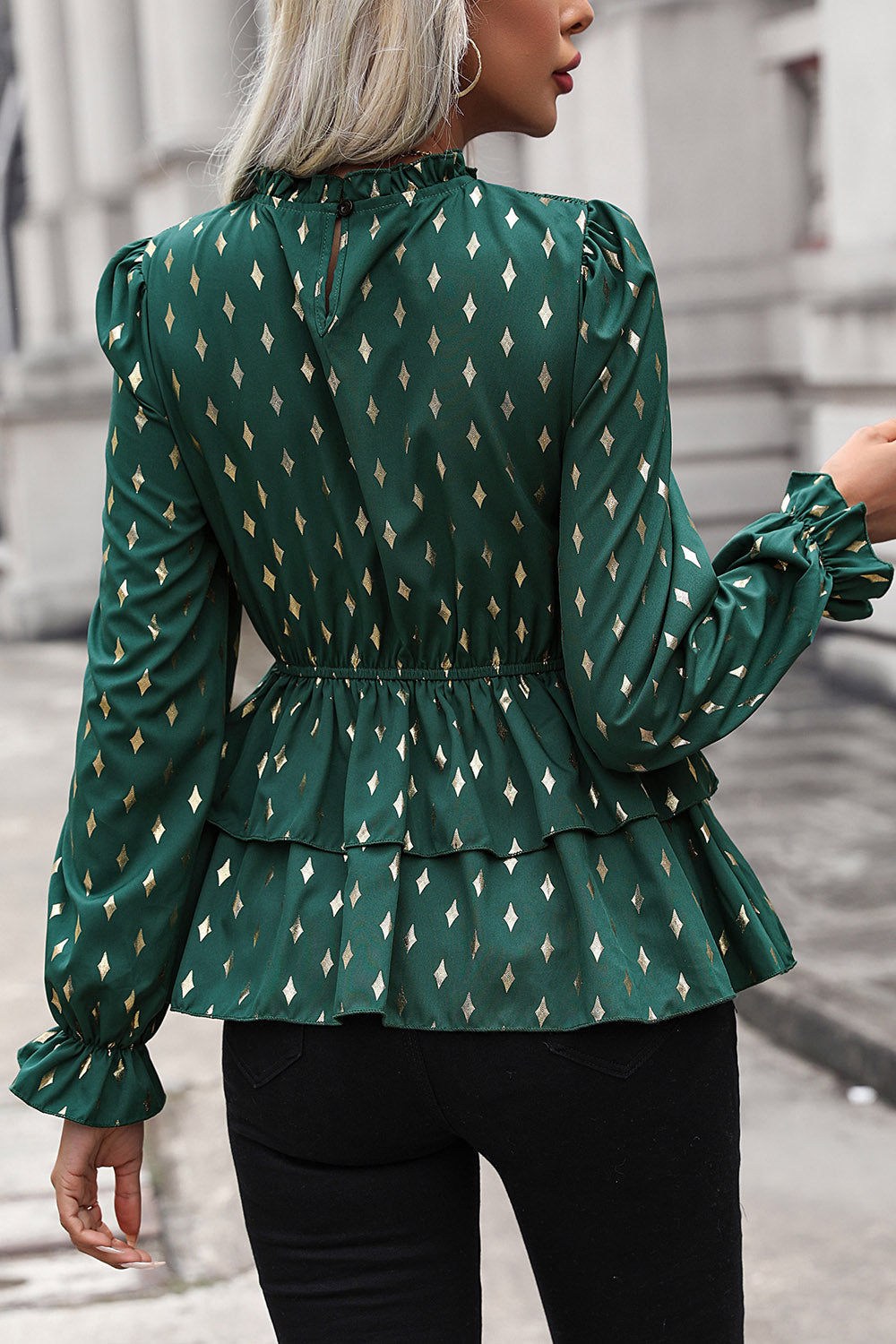 Perfee Smocked Flounce Sleeve Layered Blouse - felvior