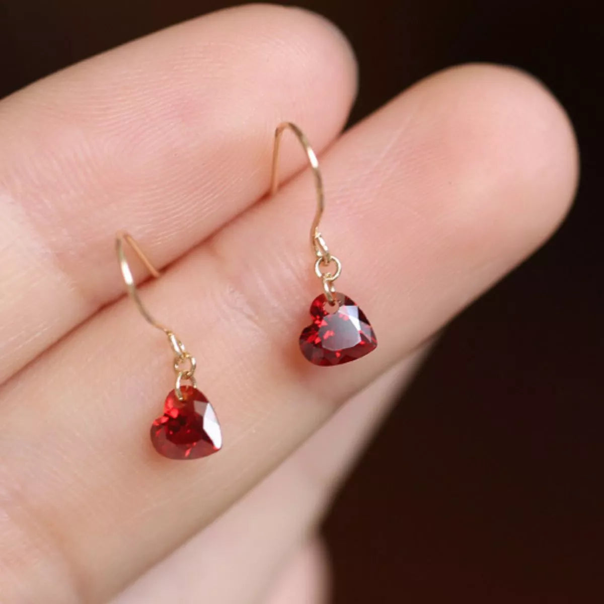 Zircon Heart Drop Earrings Secondary image