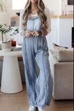 Frayed Exposed Seam Wide Leg Denim Overalls - felvior
