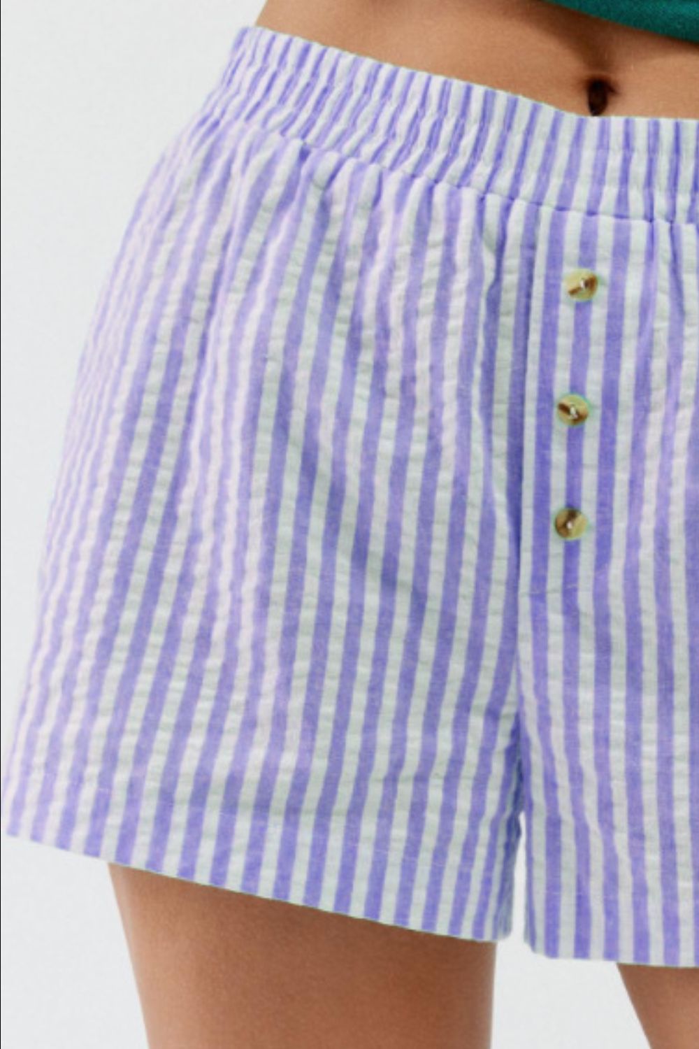Striped Elastic Waist Shorts - felvior